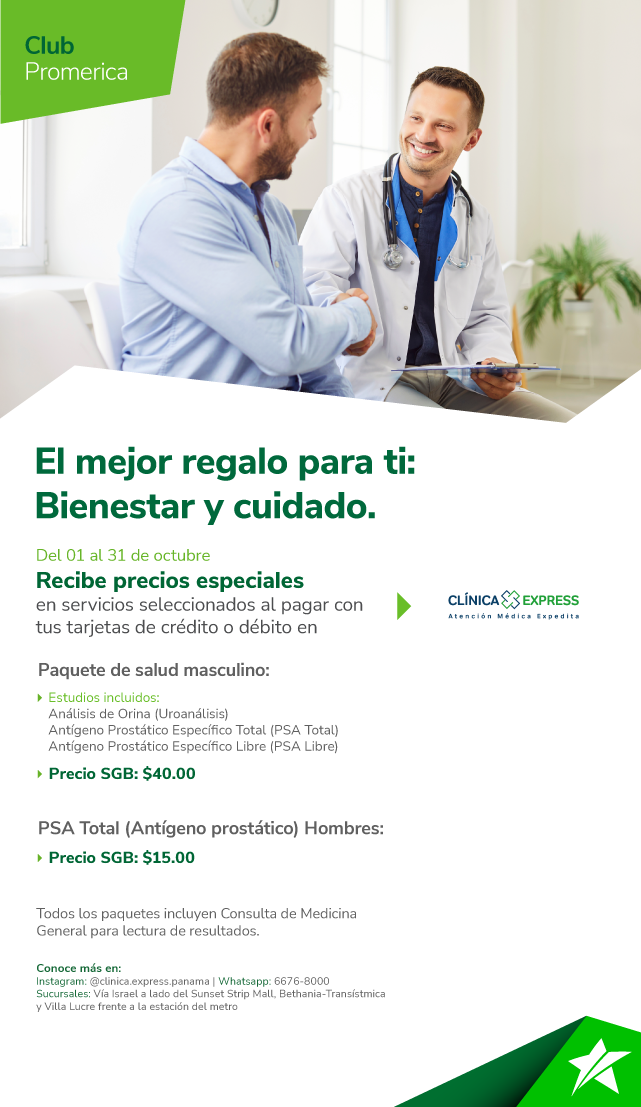 Promoción Clinica Express donde aparecen paciente y medico